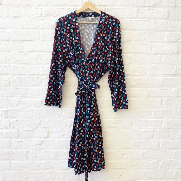 Tucker || Rachel Bamboo Jersey Wrap Dress Floral Navy Blue 2X - Picture 1 of 6
